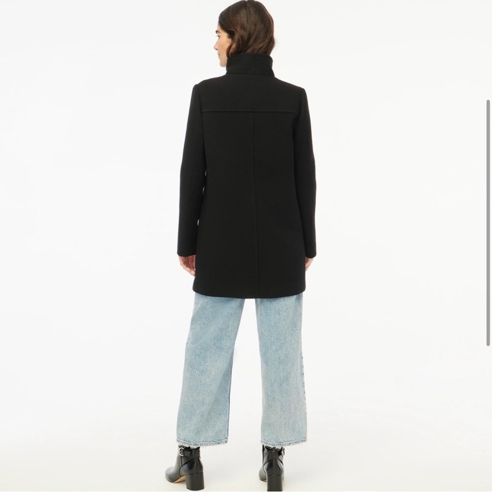 NWT J. Crew Black Wool Peacoat City Coat with Button Neck mock neck - Picture 3 of 13